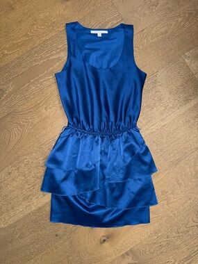 LC Lauren Conrad Satin Scoop Neck Dress in Cobalt Blue